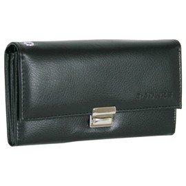 J.Jones - Real Leather Waiter's Wallet - Taxi Wallet Black - Women's Men's Wallet with Large Coin Compartment - 18 x 10.5 cm, black, Classic