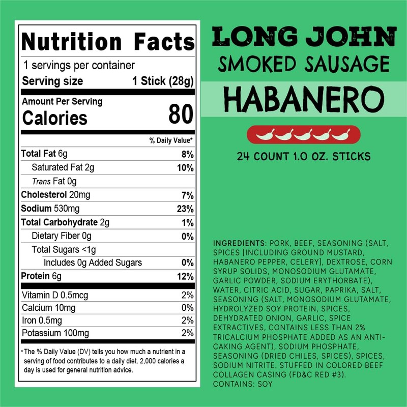 Long John Snacks Habanero Smokies – Pork & Beef Smoked