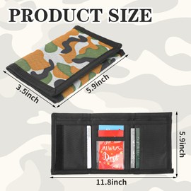 Aliceset 24 Pcs Kids Trifold Wallets Bulk Nylon Kids Wallet for Boys Sports Outdoor Wallets Children Utility Wallet (Camouflage Colors)