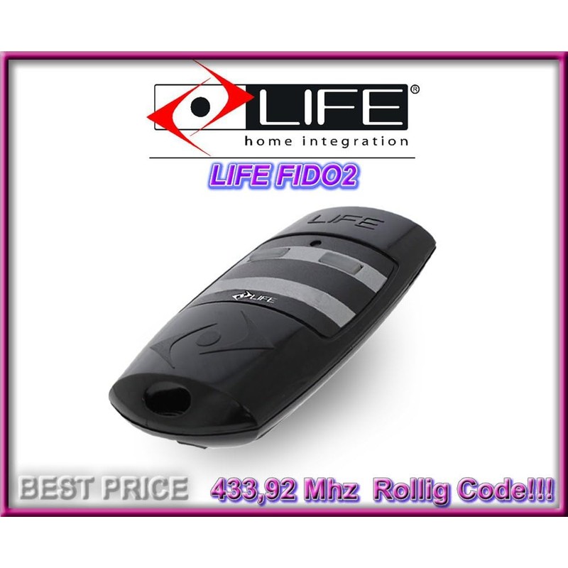 Life FIDO2 2-Channel Handheld Transmitter 433.92 MHz Rolling Code Remote
