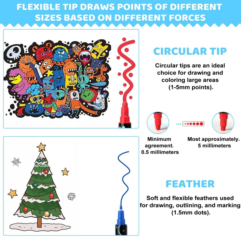 Dual Tip Markers Acrylic Colouring Feltips - 24 Colours Double