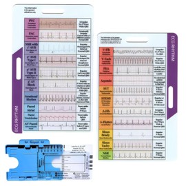 Ecg Ruler 7 Step, Transparent Ecg Pocket Card UK for ECG/EKG Interpretation, Ideal for Students, Paramedics, EMT's, Nurses & Doctors.