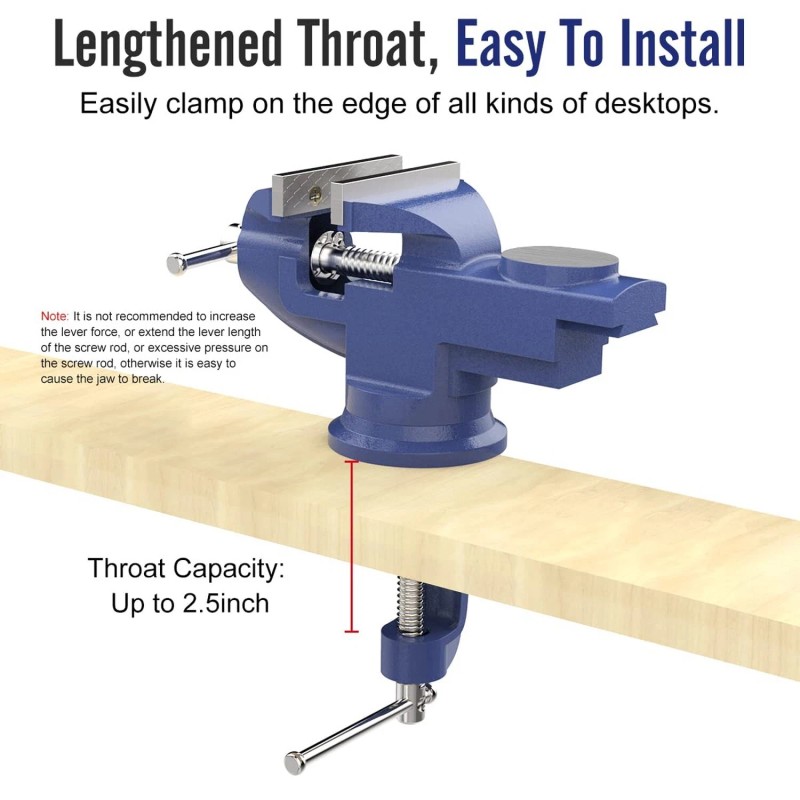 Housolution Universal Table Vise 3 Inch, 360°Swivel Base Bench Clamp