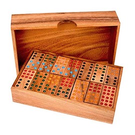 Knobelholz Domino Double 9 Large Tile Game, Domino Box Large Domino Game with 9 Points on the Dominoes Board Game for 2 to 6 Players Board Game Children's Game