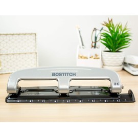 PaperPro Bostitch Office inPRESS 12 Reduced Effort Three-Hole Punch, Silver/Black (2101)