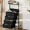 Somdot Black Nightstand with Charging Station and LED Lights, Bedside