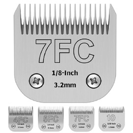 HELISAN Dog Grooming Clipper Replacement Blades, 7FC 3.2mm Pet Clipper Blades Compatible with Wahl/Andis/Heiniger/Oster Dog Clipper, Ceramic Blade & Stainless Steel Blade, Rust Resistant (7FC)