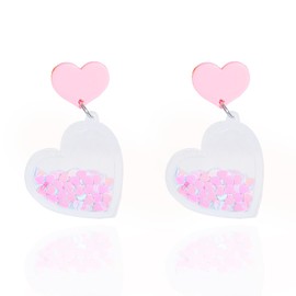 Valentines Day Earrings Pink Heart Earrings for Women Hot Pink Stud Earrings Love Heart Drop Dangle Earrings for Teen Girls Valentines Gift 2024