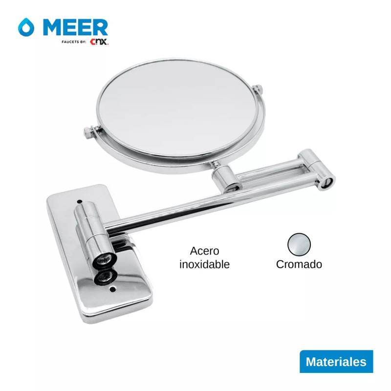Cnx Espejo De Acero Inoxidable 8 Pulgadas Con Brazo Movible