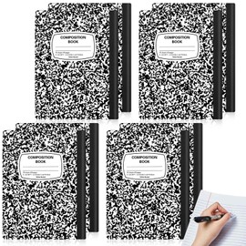 Lewtemi 8 Pcs 7.5" x 9.75" Left Handed Composition Notebook Lefty Composition Notebook Wide Ruled Marble Hard Covers 60 Pages Left Handed Gifts for Lefties Writer Student School Adults Office