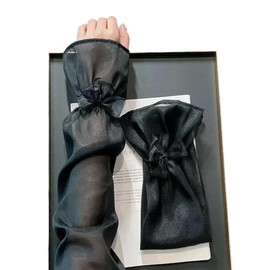 [BLOOPIC] アームカバー 冷感 日焼け防止グッズ UVカット UPF50+ 紫外線対策 腕カバー ボウ 防虫加工 吸汗 速乾 ゴルフ/野球/ランニング/スポーツ/作業/ドライブ用（ブラック）