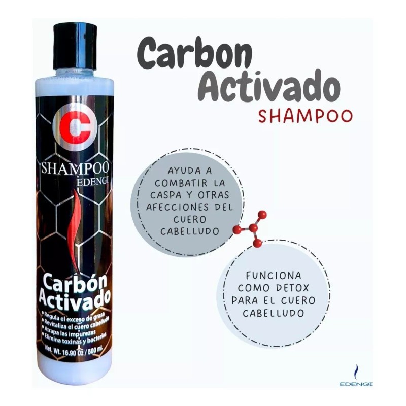 Edengi Shampoo Carbón Activado Edengi Detox Capilar Y Anticaspa