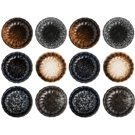 Nicunom 12 Pack Soy Sauce Dishes, Ceramic Dipping Bowls Set, 2.8 Inch Side Dishes Japanese Style Pinch Bowls Seasoning Dish for Ketchup, BBQ, Sushi, Soy