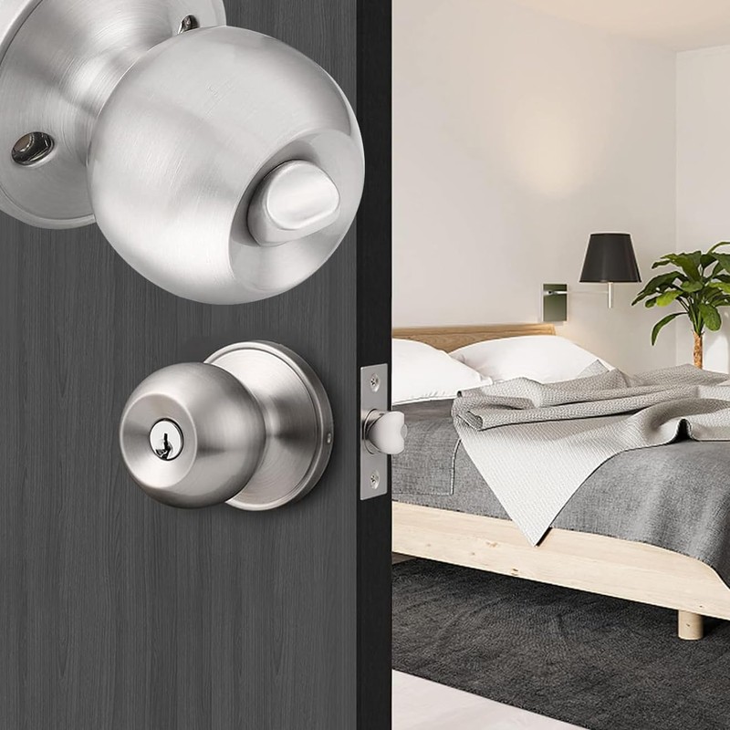 UONIKA 3 Pack Stainless Ball Door Knobs with Lock and