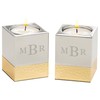 Personalization Universe Monogram Engraved Silver & Gold Hammered Metal Candle