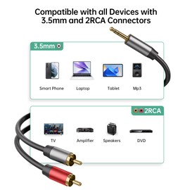 Meliya 3.5mm to RCA Cable 5ft, 3.5mm AUX to 2RCA Audio Cable for Stereo Receiver Speaker Smartphone Tablet HDTV MP3 Player & More Stereo Cable Audiophiles Headphone 2RCA Cable (5ft/1.5m)