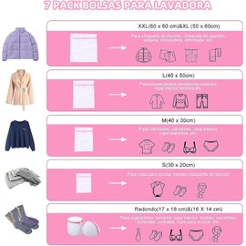 Bolsa De Lavandería, 7 Pack Para Lavar Ropa Delicada, Malla Para Lavar, 7 Tamaños, Reutilizable, Clasificación y Lavado Cómodos, Para Vestidos, Jerseys, Prendas De Punto, Ropa De Bebé
