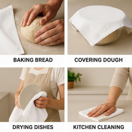 Flour Sack Towels | Tea Towel for Crafts | Kitchen | Dish | Cotton Blank Towel for Embroidery | Baking Bread Proofing Linen Cover | Thick Absorbent Quick Dry | 2 Pack 18"x28" White