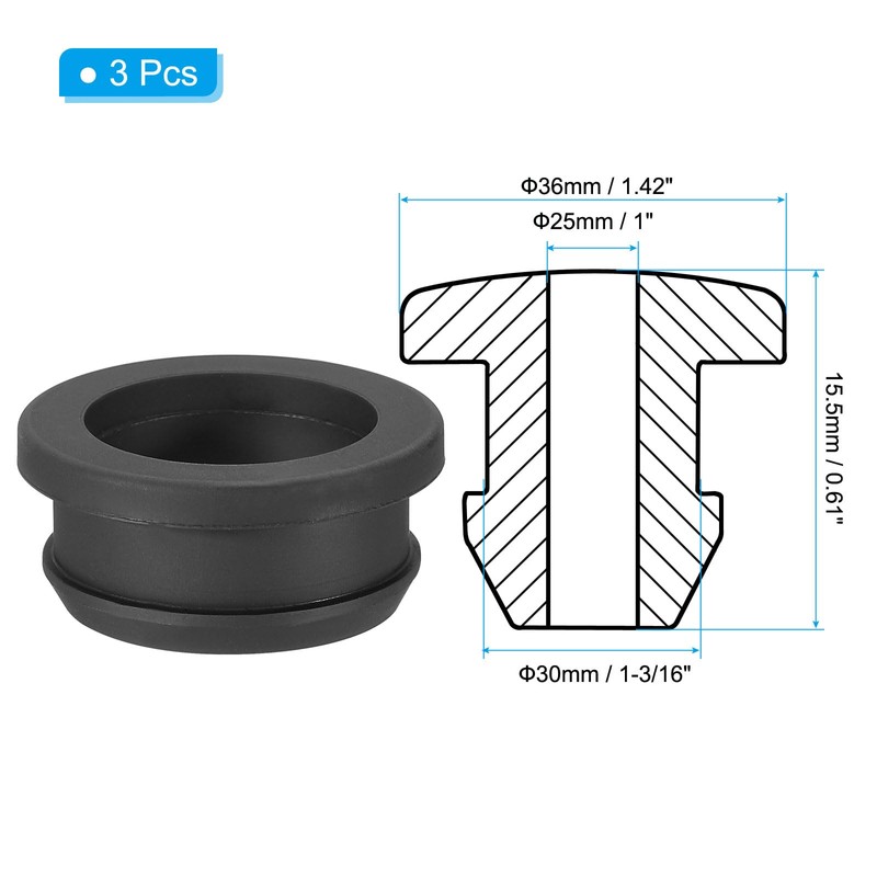PATIKIL 30mm / 1-3/16" Drill Hole 1" Inner Diameter Rubber