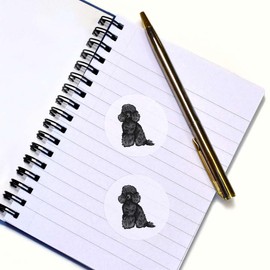 24 x 40mm Round 'Black Toy Poodle' Stickers (SK00043548)