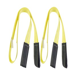 AsgenoX 2 inch 6 Feet Lifting Straps, 2 Pack 2 "x6' Lift Sling Straps with Reinforced Loops 18000 Pound Capacity, Yellow
