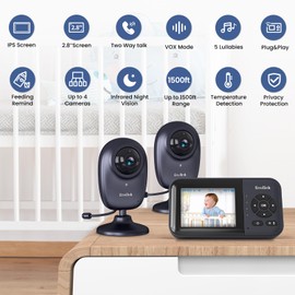 Envilink Smart Baby Monitor, 2.8in LCD, Night Vision, VOX, 2-Way Talk, 5 Lullabies 1500ft WiFi Baby Monitor