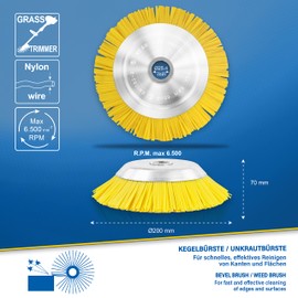 S&R Cone Brush Weed Brush 200mm x 25.4mm Nylon Bristles Nylon Brush Wild Herb Brush for Grass Trimmer Brush Cutter Brush Cutter