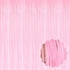3 Pack 3.28x6.6 Ft Macaron Pink Foil Fringe Curtains Backdrop,