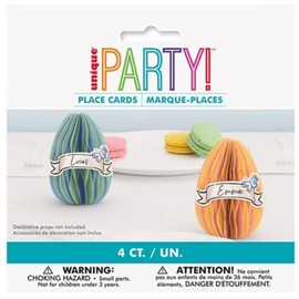 Assorted Colors Easter Egg Shaped 3D Honeycomb Place Card Decorations (5") 4 Count - Perfect for Easter Tablescapes and Spring Celebrations