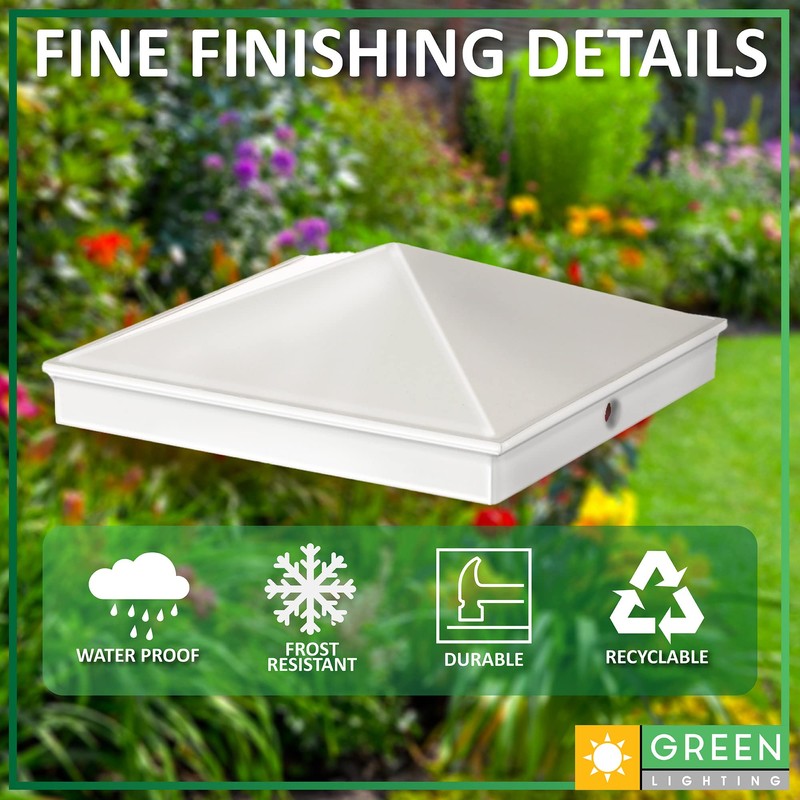 GreenLighting 6x6 Aluminum Pyramid Post Cap Cover (White 4 Pack)