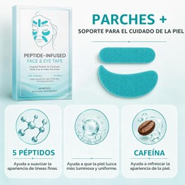 Cinta Facial y para Ojos con Péptidos – Parches Localizados para la Frente, Líneas de Expresión y Zona Periocular – Ayuda a Suavizar el Aspecto de Líneas Finas y Arrugas de Expresión – cinta facial para arrugas