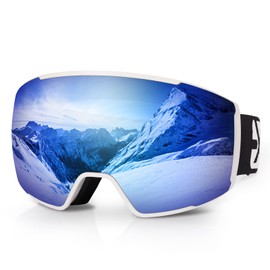 EXP VISION Ski Goggles Anti Fog Magnetic Snow Goggles, OTG Toric Snowboard Goggles for Men Women UV Protection, Frameless, Interchangeable Lens (Blue)