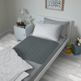 Guardedsleep potty training bed sheets, 100% waterproof bed pad for single beds, washable night time toilet training bedwetting mat for toddlers and kids (1, Grey, Without Wings)