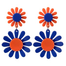 TIANHONGYAN 60s 70s Daisy Earrings for Women Bohemian Acrylic Daisy Flower Dangle Drop Earrings Hawaii Sunflower Flower Earrings Jewelry Gift (blue)