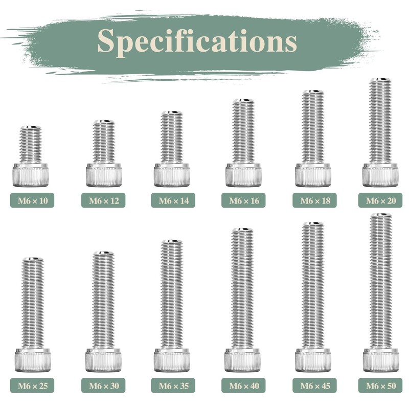 GOHODOMINO M6×35mm Socket Head Cap Screws, Nuts, Flat Washers, 20Pcs,