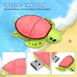 BORLTER CLAMP 64GB USB Flash Drive Cute Sea Turtle Shaped USB Flash Drive USB 2.0 Memory Stick for External Data Storage Pink