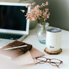 glub Tumbler with Lid, Dishwasher Safe, Non-Slip, Straw Safe, Hot or Cold Retention, 11.8 fl oz (350 ml), Vacuum Insulated (White)