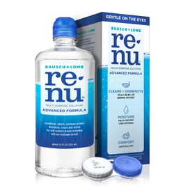Renu Contact Lens Solution, Advanced Formula Multipurpose Lens Cleaner for Eye Contacts, Cleaning, Moisturizing and Disinfecting Care for Soft & Silicon Hydrogel Lenses, 12 Fl Oz