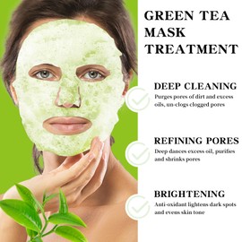 10 Pack Green Tea O2 Bubble Face Masks Sheet, Bubble Facial Mask, Foaming Face Mask, Purifying Facial Mask for Acne and Pores, Moisturizing Spa Face Masks Skincare, Brightening Beauty Masks Gifts