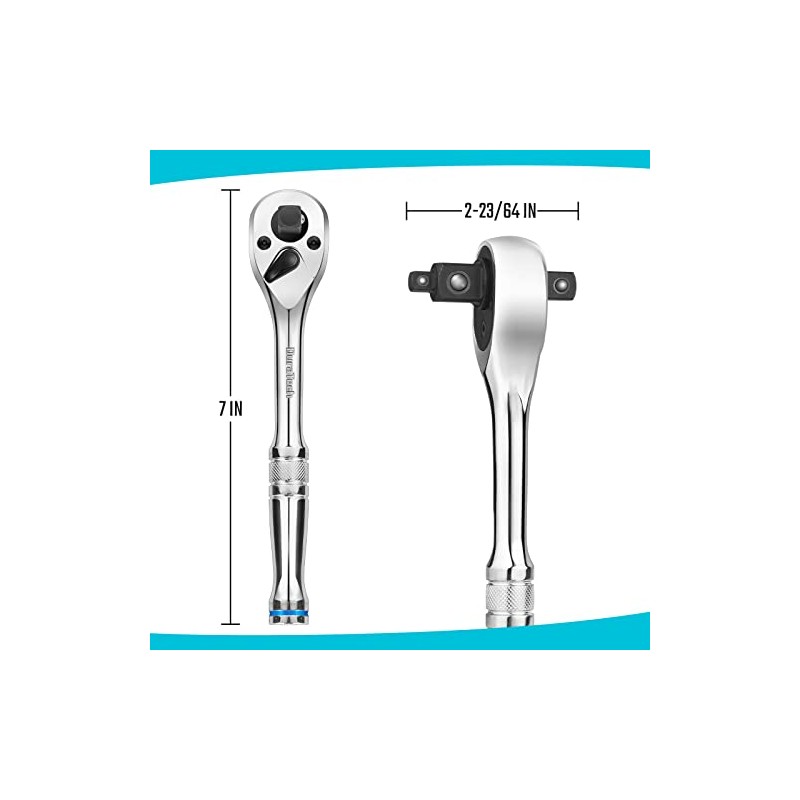 DURATECH 3-IN-1 Ratchet Handle, 1/4 ", 3/8 ", 1/2" Drive