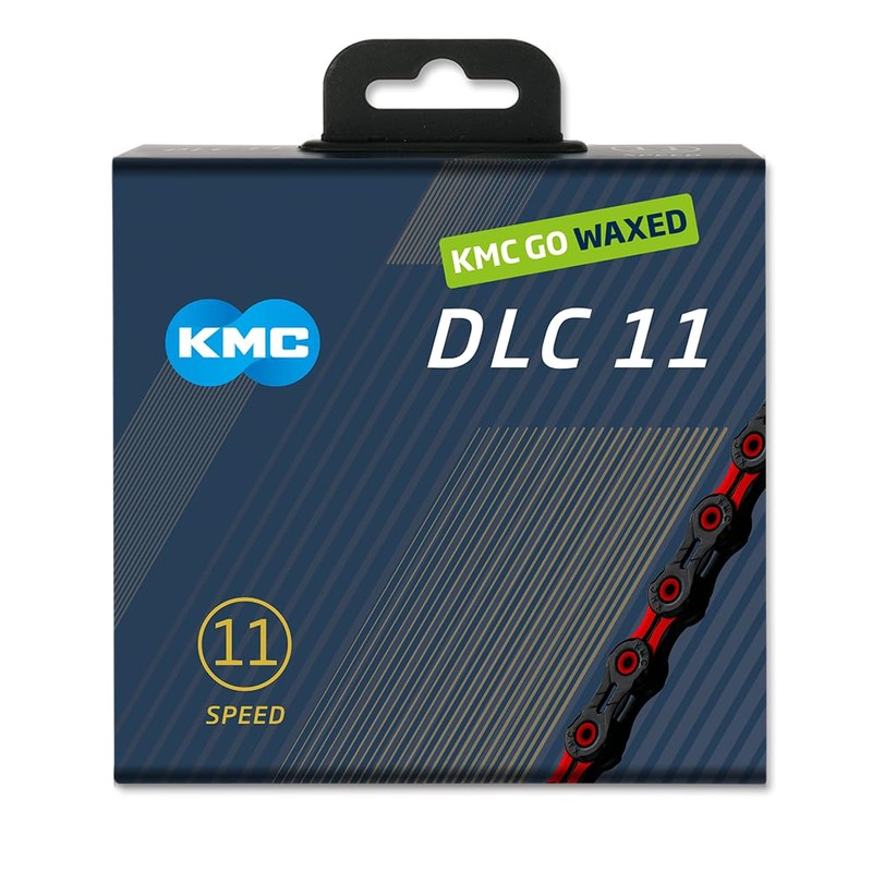 KMC Bicycle Chain, DLC11 Waxed Black/Red, 1/2 Inch x 11/128