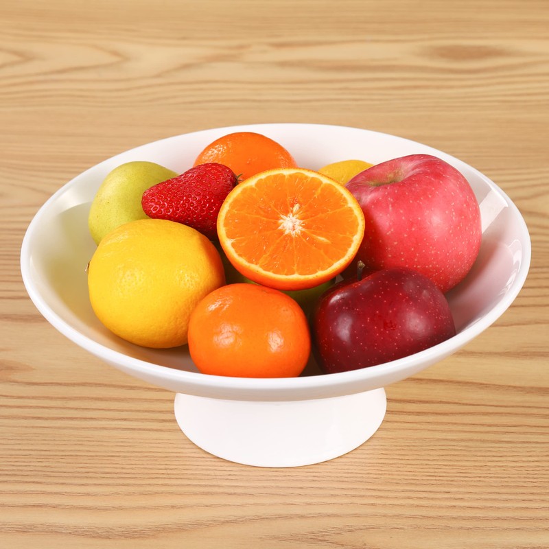 AKICTE Ceramic Fruit Bowl, 10 Inch White Fruit Bowl For