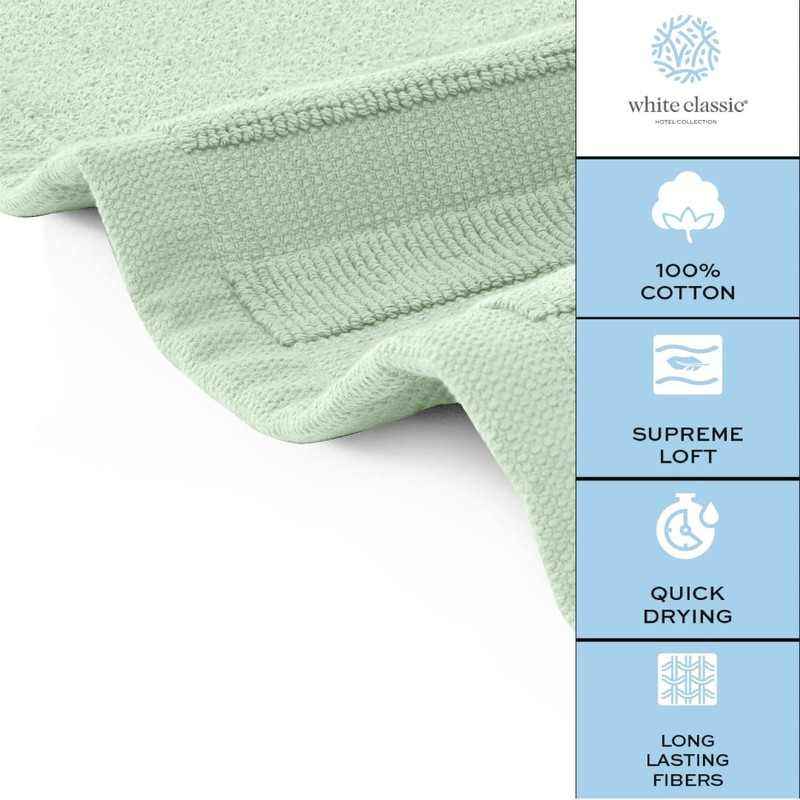 White Classic Luxury Bath Mat Floor Towel Set - Absorbent