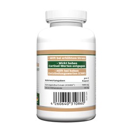 Zec+ Nutrition Health+ Ashwagandha 90 Capsules High Dose Indian Ginseng from Ayurveda, Made in Germany
