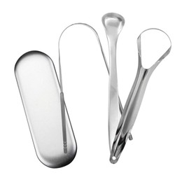 Kit Limpieza Bucal Raspador De Lengua Oral Estuche - limpiador de raspado de lengua de acero, con estuche de transporte, perfecto para el aliento fresco y el cuidado bucal