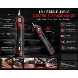 Adjustable Angle Electric Screwdriver Set for DIY Repair – Rechargeable Lithium Powered Tool with Flexible Head Design for Home Projects