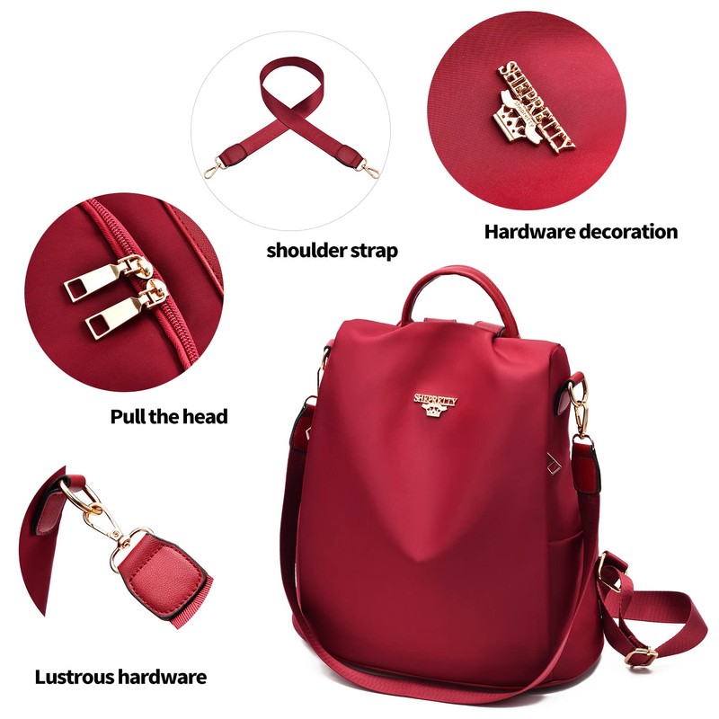 shepretty Women's Anti-Theft Backpack Shoulder Bag School Bag, 3-8864red, Practical,