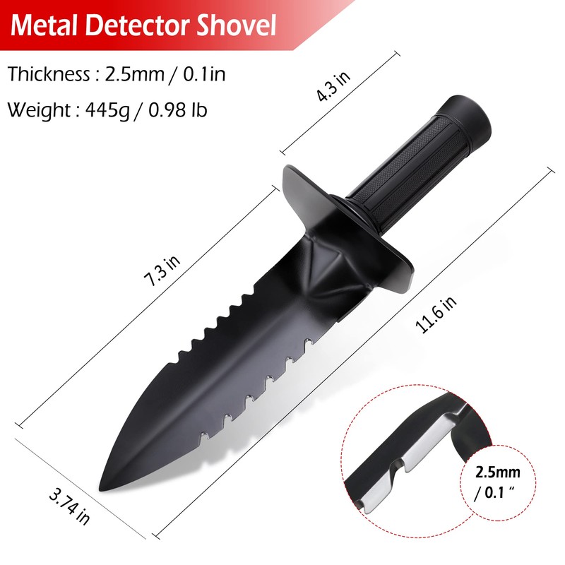 Metal Detector Shovel, LRLXE Sturdy Heavy Duty Double Serrated Edge