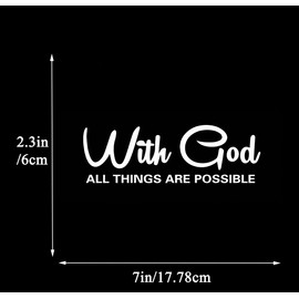 With God All Things are Possible Sticker Vinyl Decal for Car Window Bumper Laptop 2Pack (White)