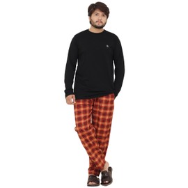 Bahob® Men's Pyjamas Sets, Men Pjs Long Sleeve Loungewear Set for Men Check Bottoms Soft Cotton Sleepwear Suits Nightwear Top and Bottom S-3XL (MCPS-174-B, Large)